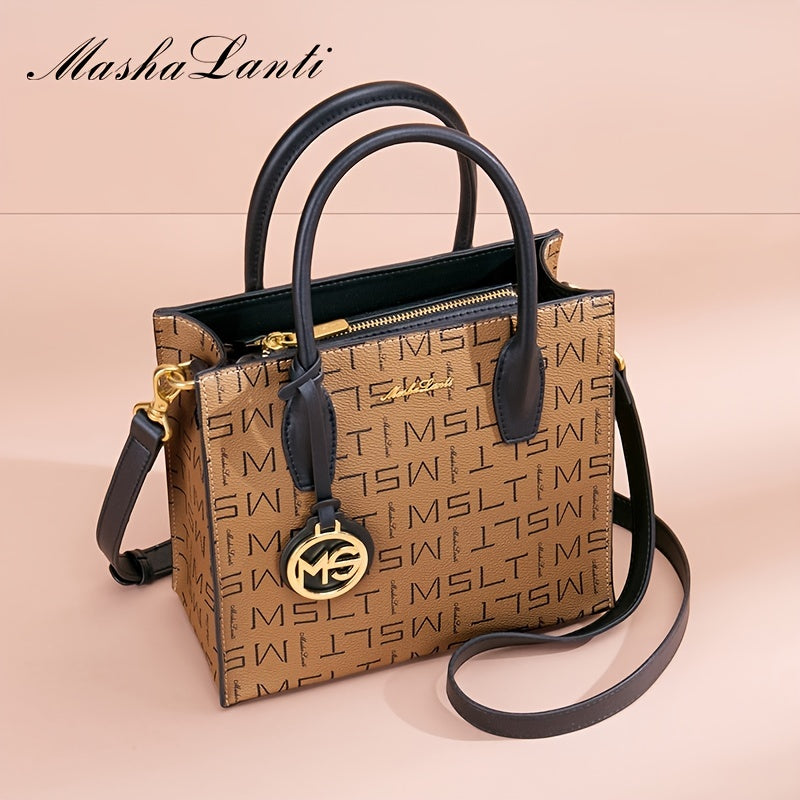 Letter Pattern Double Handle Bag Women's Shoulder Bag