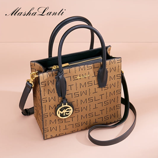 Letter Pattern Double Handle Bag Women's Shoulder Bag