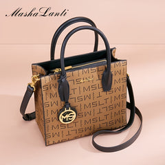 Letter Pattern Double Handle Bag Women's Shoulder Bag