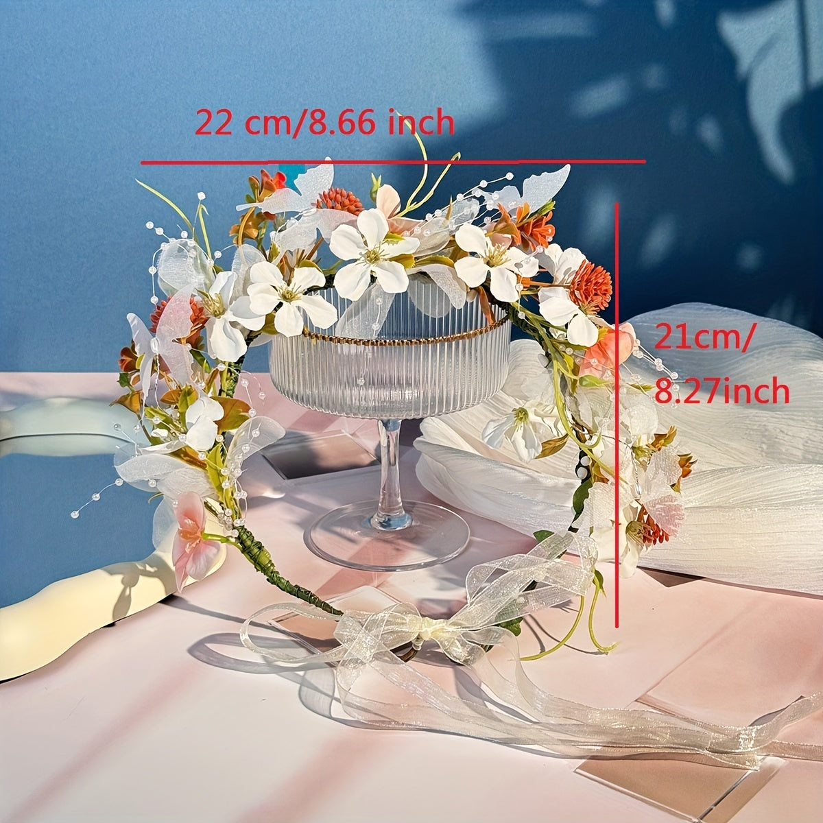 Floral Bridal Headband Artificial Flower Crown for Wedding Princess