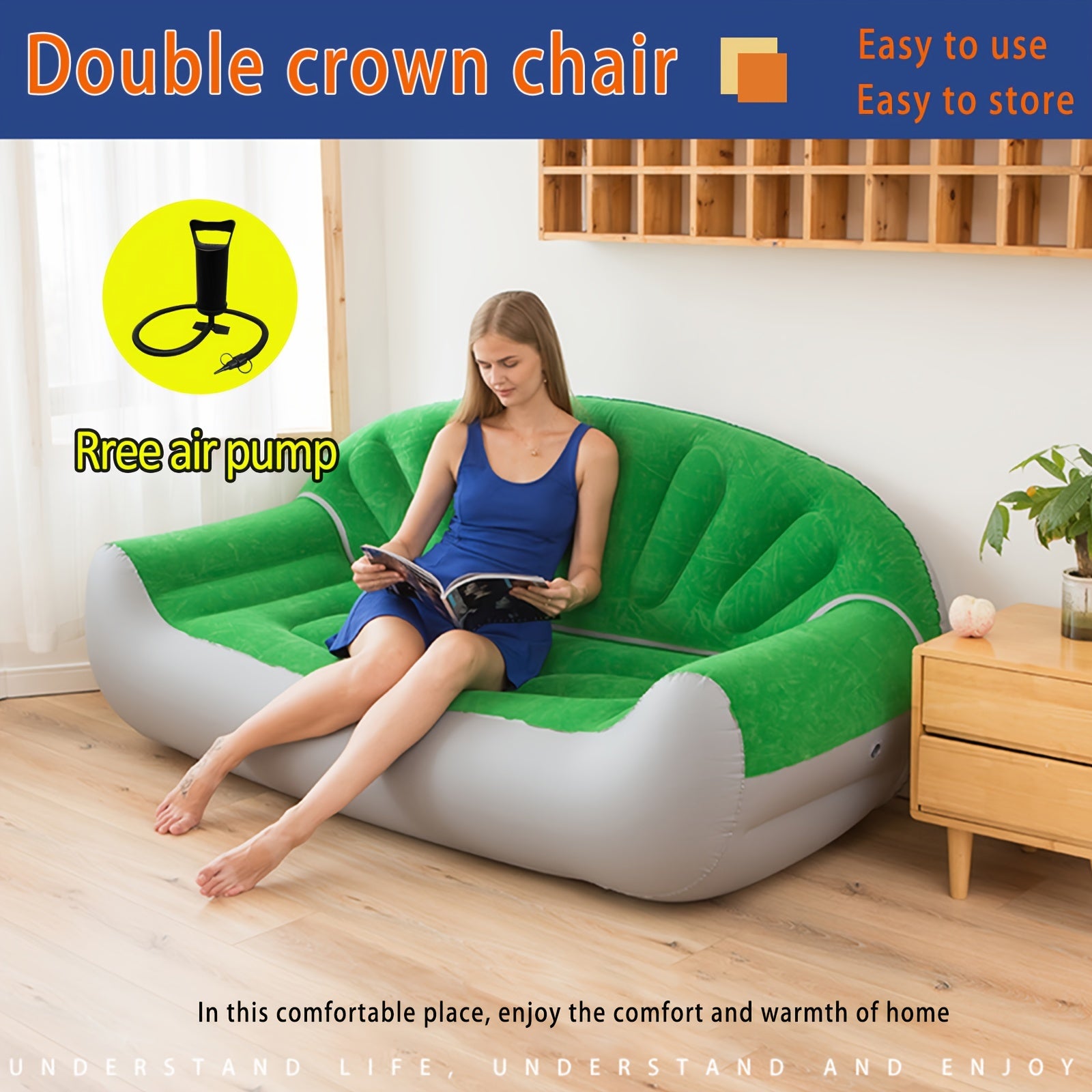 Double Outdoor Inflatable Sofa Crown Plush Lazy Bed