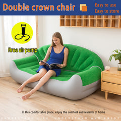 Double Outdoor Inflatable Sofa Crown Plush Lazy Bed