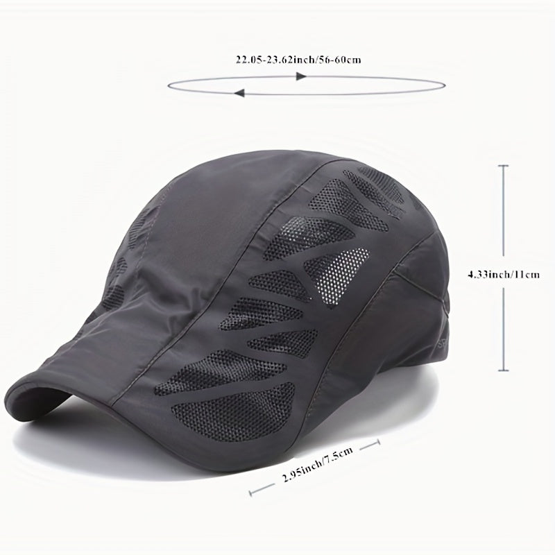 Men's Breathable Mesh Summer Hat Adjustable Newsboy Beret Cap
