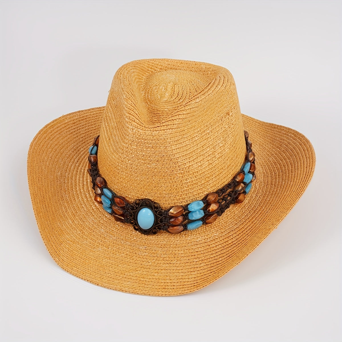 Cowboy Straw Hat Summer Sun Protection Jazz Large Brim Beach Hat