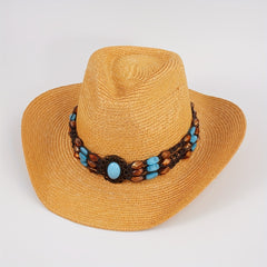 Cowboy Straw Hat Summer Sun Protection Jazz Large Brim Beach Hat