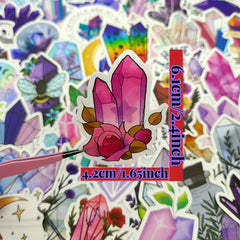 50 Pcs Boho Style Crystal Stickers Set Gem Vinyl Waterproof Decals