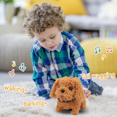 Plush Puppy Dog Electronic Toy Walking Barking Tail Wagging