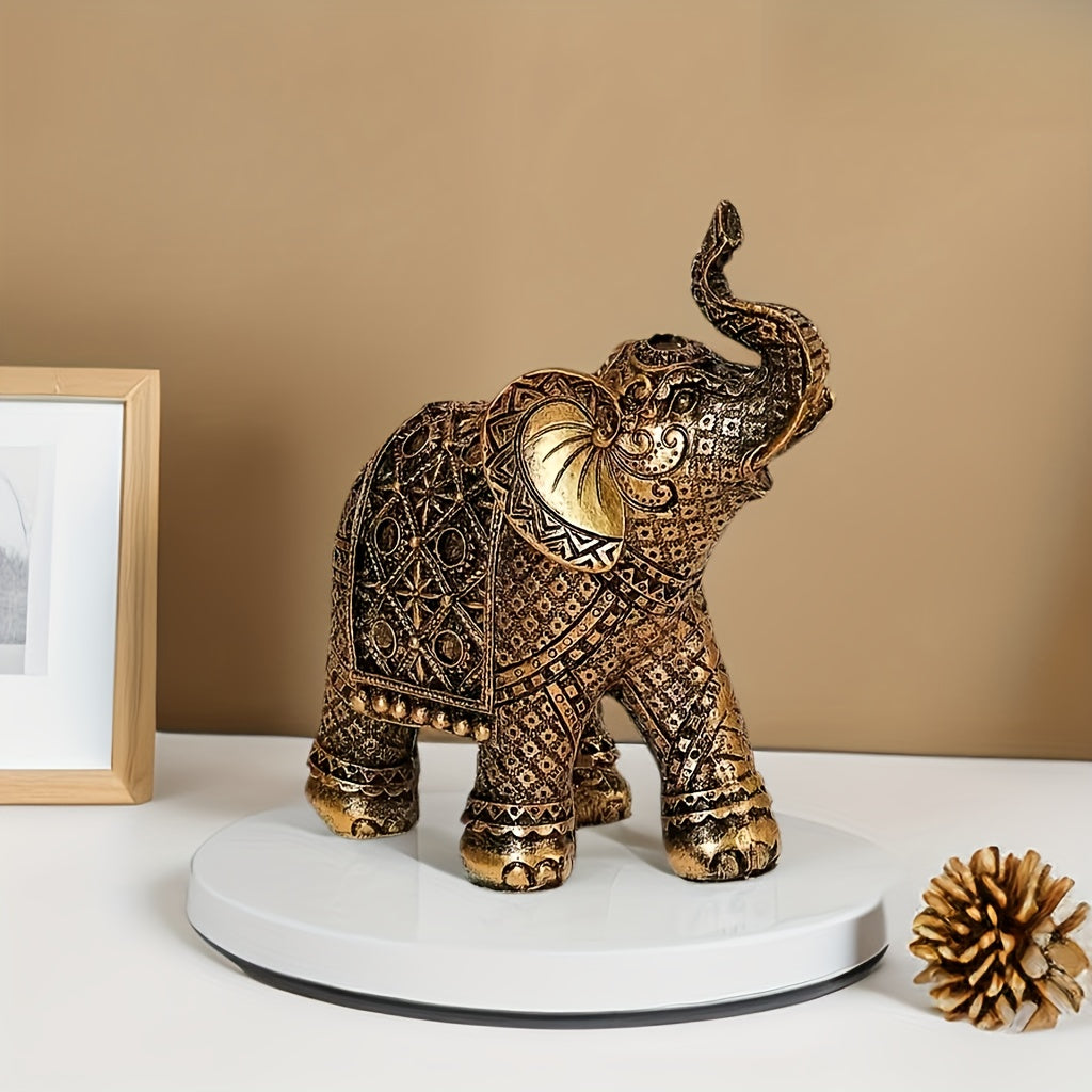 Lucky Wealth Elephant Resin Statue For Home Office Decor