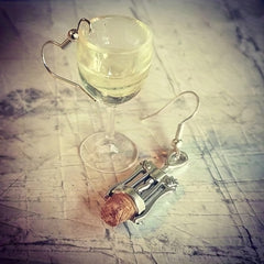 Funny Wine Glass & Bottle Opener Earrings - Holiday Gift