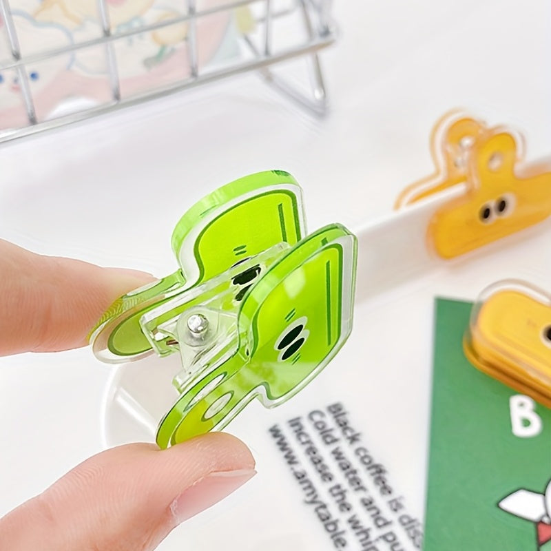 4pcs Eye Pattern Binder Clips 4 Colors PP Material Acrylic File Binder Clip