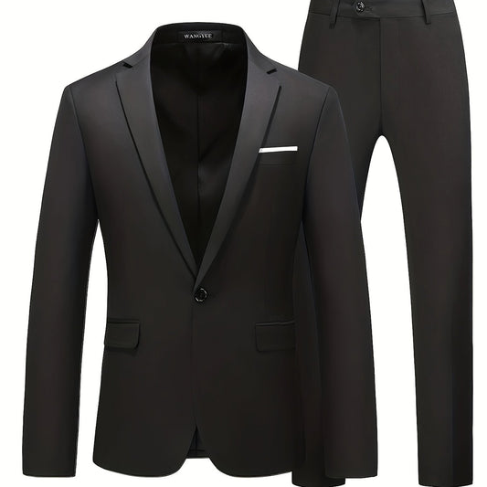 Men's Slim Fit 1 Button Suit Blazer and Pants Set