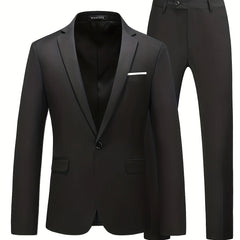 Men's Slim Fit 1 Button Suit Blazer and Pants Set