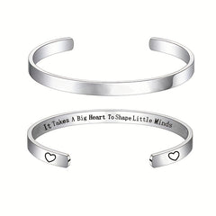 Stainless Steel Letters Cuff Bracelet for Teacher
