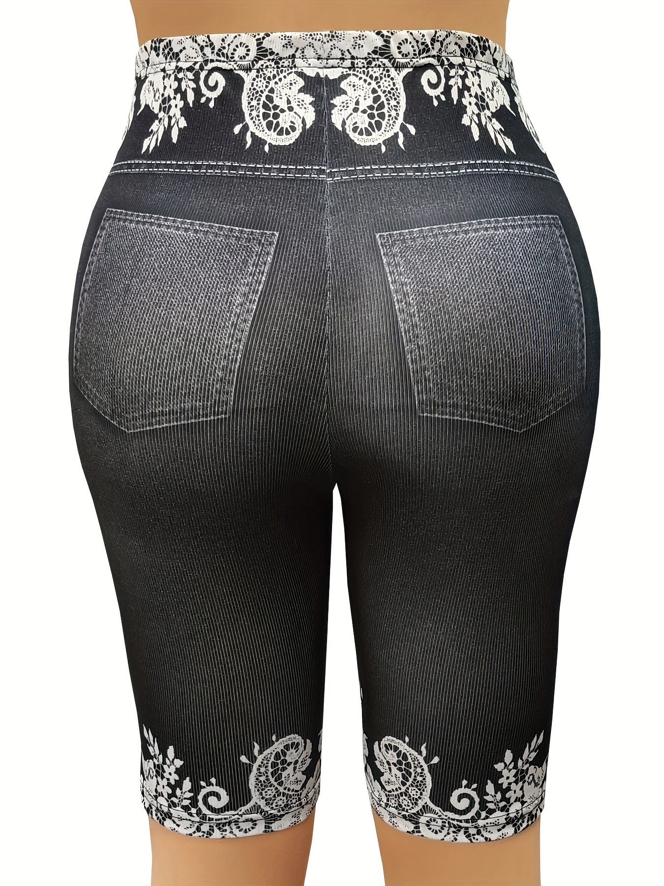 Butterfly Print High Waist Short Leggings