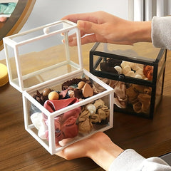 Transparent Glass Box Hair Accessories Storage