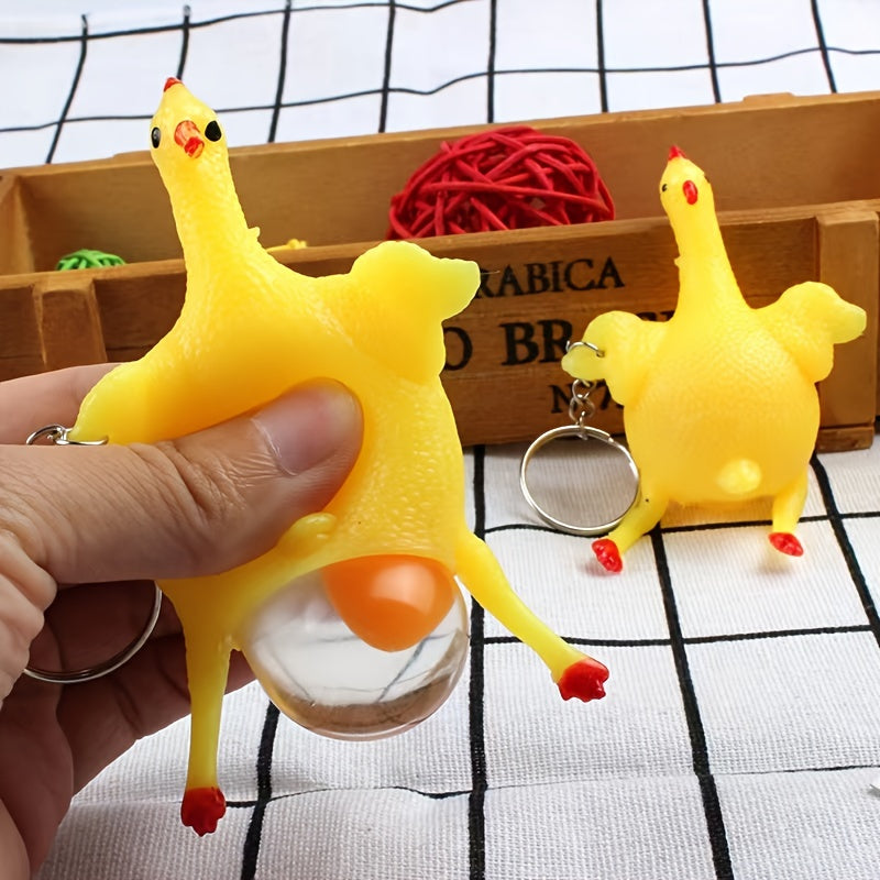 Chicken Egg Laying Hens Stress Ball Keychain Toy