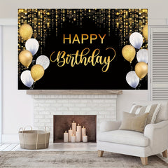 Golden Balloon Glitter Sequin Birthday Backdrop