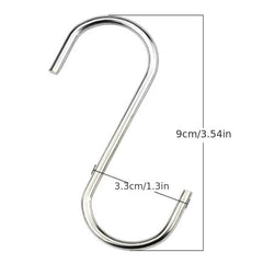 10pcs Stainless Steel S Hook Kitchen Bathroom Clothing Metal Hanging Hook