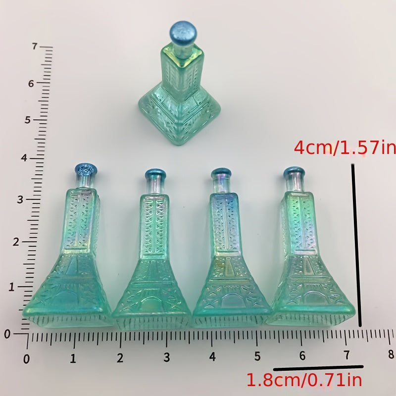 Set of 5 Mini Iron Tower Shaped Bottles Resin Ornaments