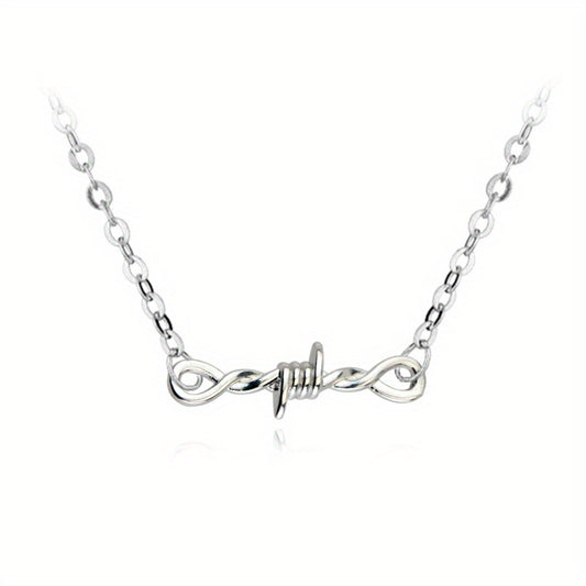 Girl's Silver Barbed Wire Necklace Stainless Steel