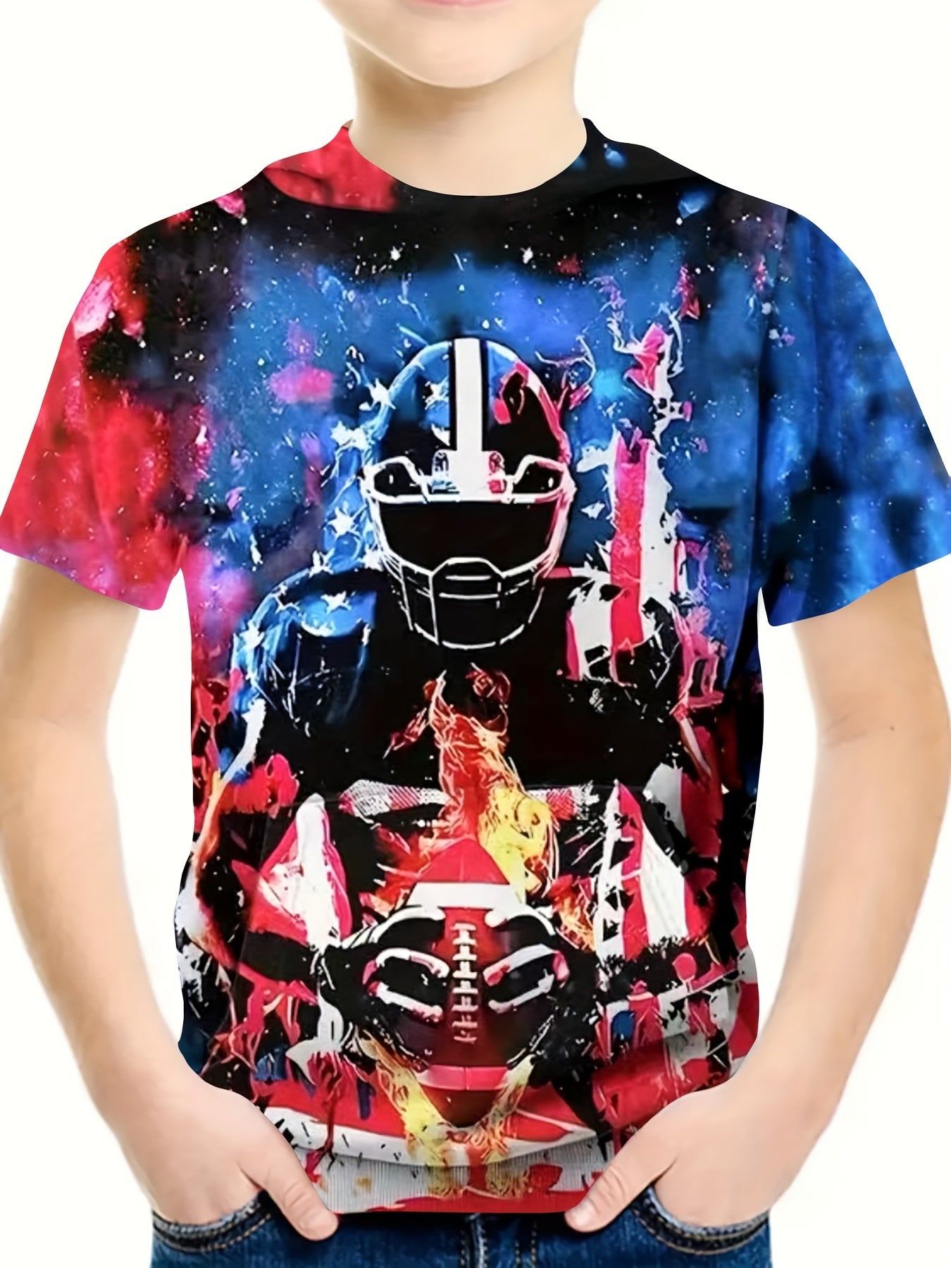 Girls 3D Rugby Player Short Sleeve T-Shirt Summer Clothes