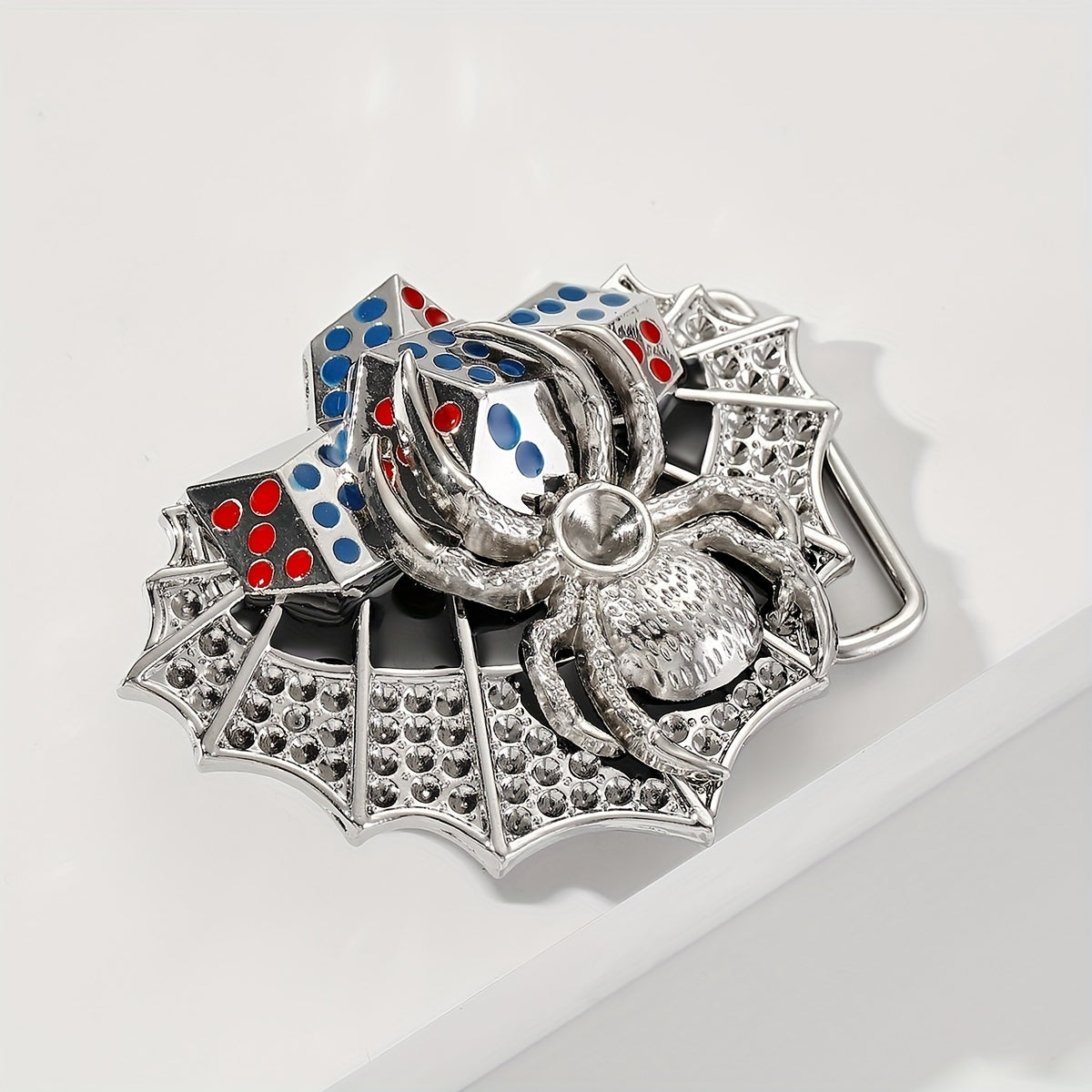 Vintage Silvery Spider Belt Buckle for DIY