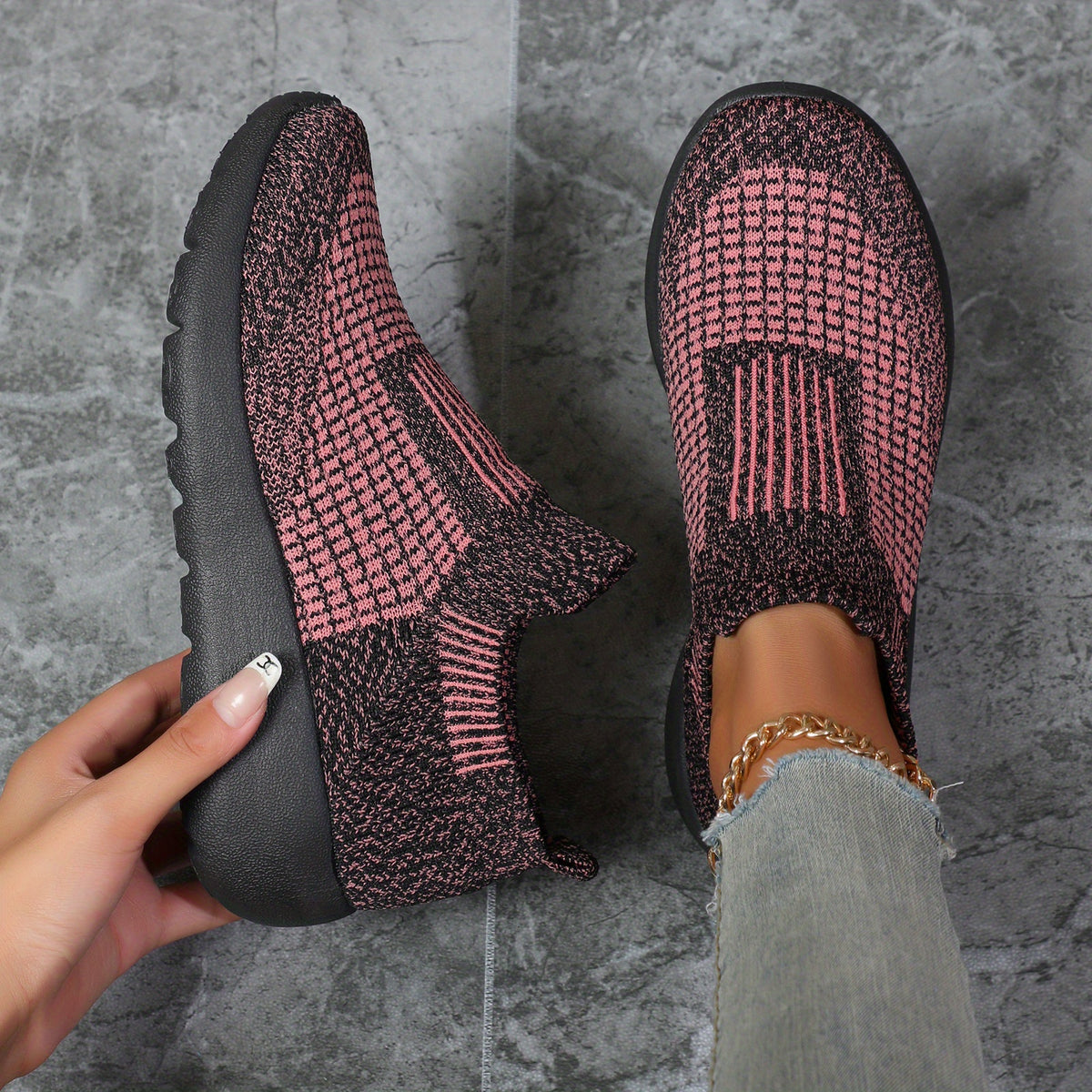 Women's Wedge Slip On Sneakers Breathable Walking Shoes