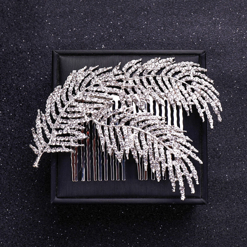 Silvery Faux Pearl Crystal Hair Comb Wedding Hair Accessories For Bride Women