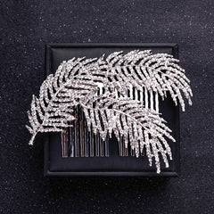 Silvery Faux Pearl Crystal Hair Comb Wedding Hair Accessories For Bride Women