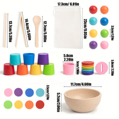 Wooden Sorting & Stacking Toys for 3 Recognition & Fine Motor Skill Development