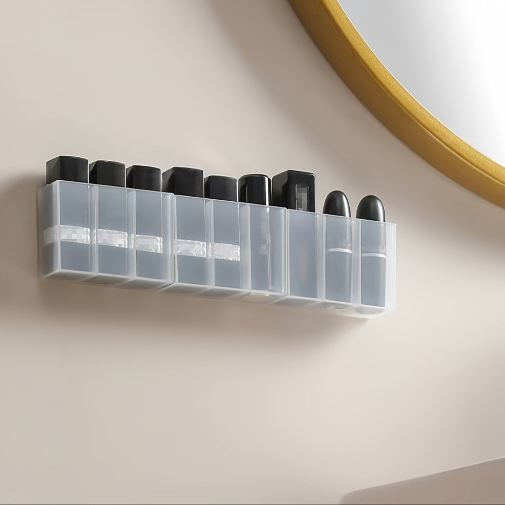 Small 3-Grid Transparent Wall-Mounted Storage Box for Eyebrow Pencil Lipstick