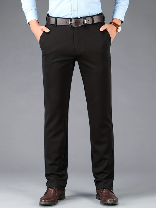 Men's Classic Solid Stretch Dress Pants for Business