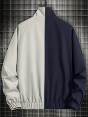 Men's Casual Stand Collar Zip Up Jacket For Spring Fall Outdoor
