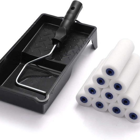 12pcs Foam Paint Tray Set with Roller Frame & Refills Mini Kits