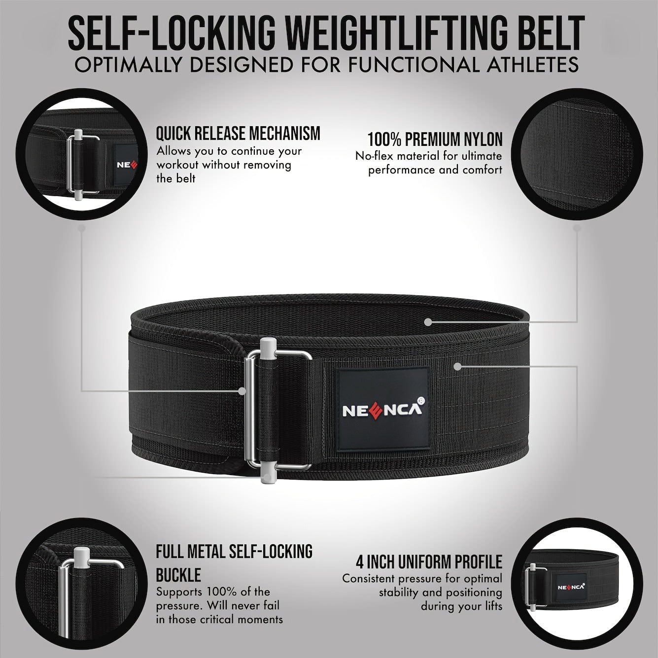 NEENCA Exercise Waist Strap Compression Fitness Belt for Weightlifting