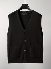 Men's V Neck Button Up Cardigan Vest for Fall Winter
