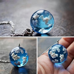 Clear Sky & Clouds Globe Pendant Necklace