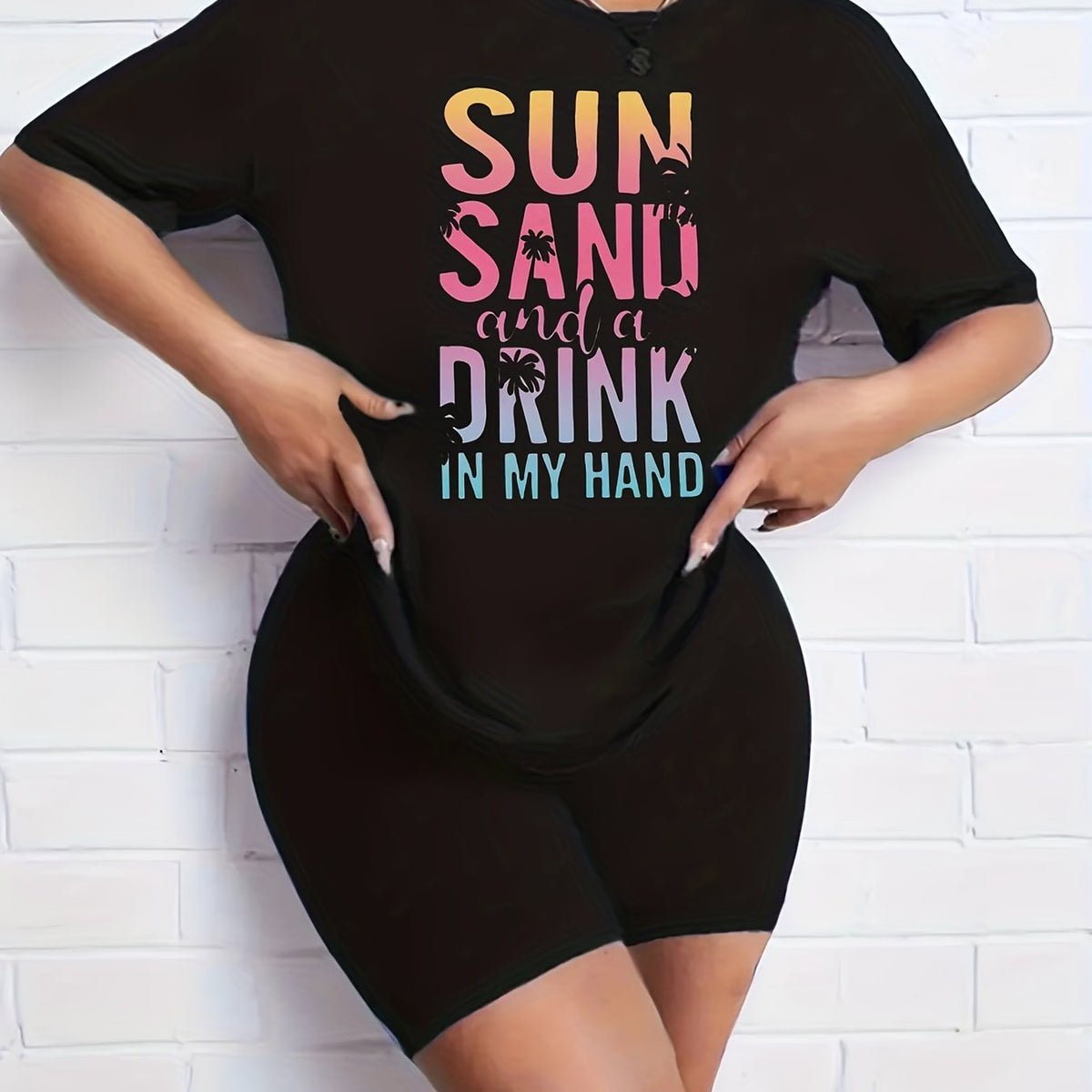 2pcs Summer Casual Sports Sets Coconut Tree Graphic T shirts & Shorts