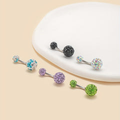 Zircon Belly Button Ring Stainless Steel Navel Piercing