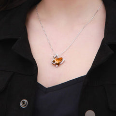 12-Month Birthstone Butterfly Pendant Necklace for Mother's Anniversary Birthday