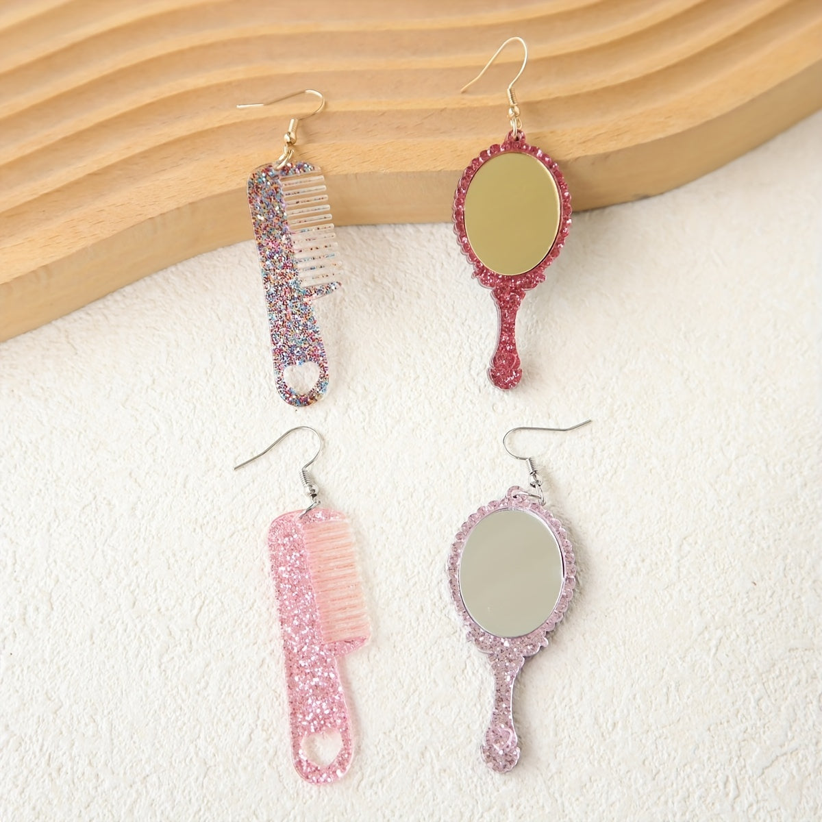 Y2K Acrylic Mirror Comb Earrings Cute Female Gift