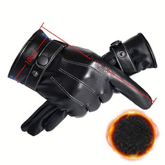 Winter Leather Warm Gloves Velvet Touch Screen Thickened Windproof