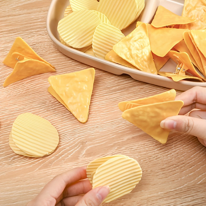 2pcs Potato Chip Shape Folder Snack Bag Sealing Clip Keep Bills & Snacks Secure