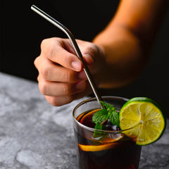 10pcs Stainless Steel Reusable Straws Set for Cocktails Milk Tea