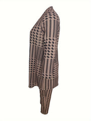  Houndstooth Cardigan & Pants 2-Piece Set