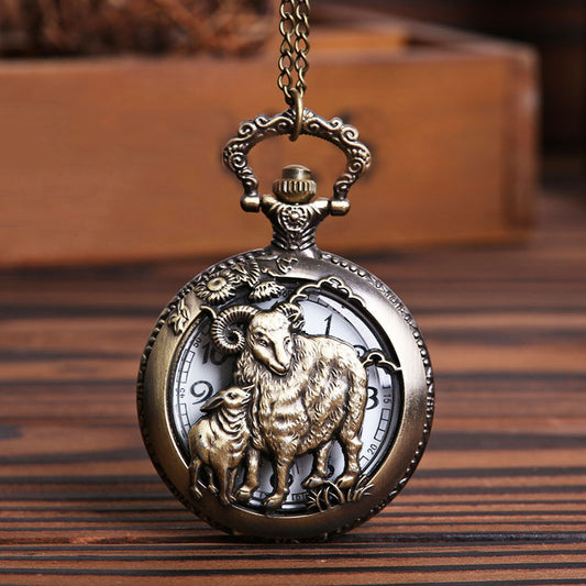 Boys Vintage Goat Pocket Watch Gift Birthday Party Decorative Accessories Brown