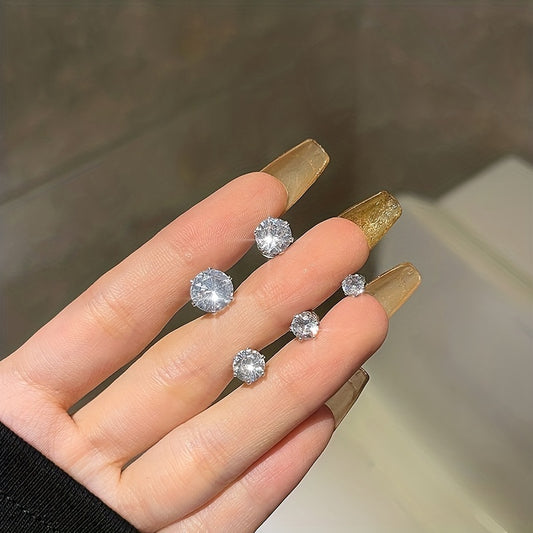 Kids Magnetic Earrings Rhinestone Stud Ear Clip Faux Diamond Jewelry
