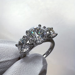 Three Stone 2.4 Moissanite Ring S925 Sterling Silver