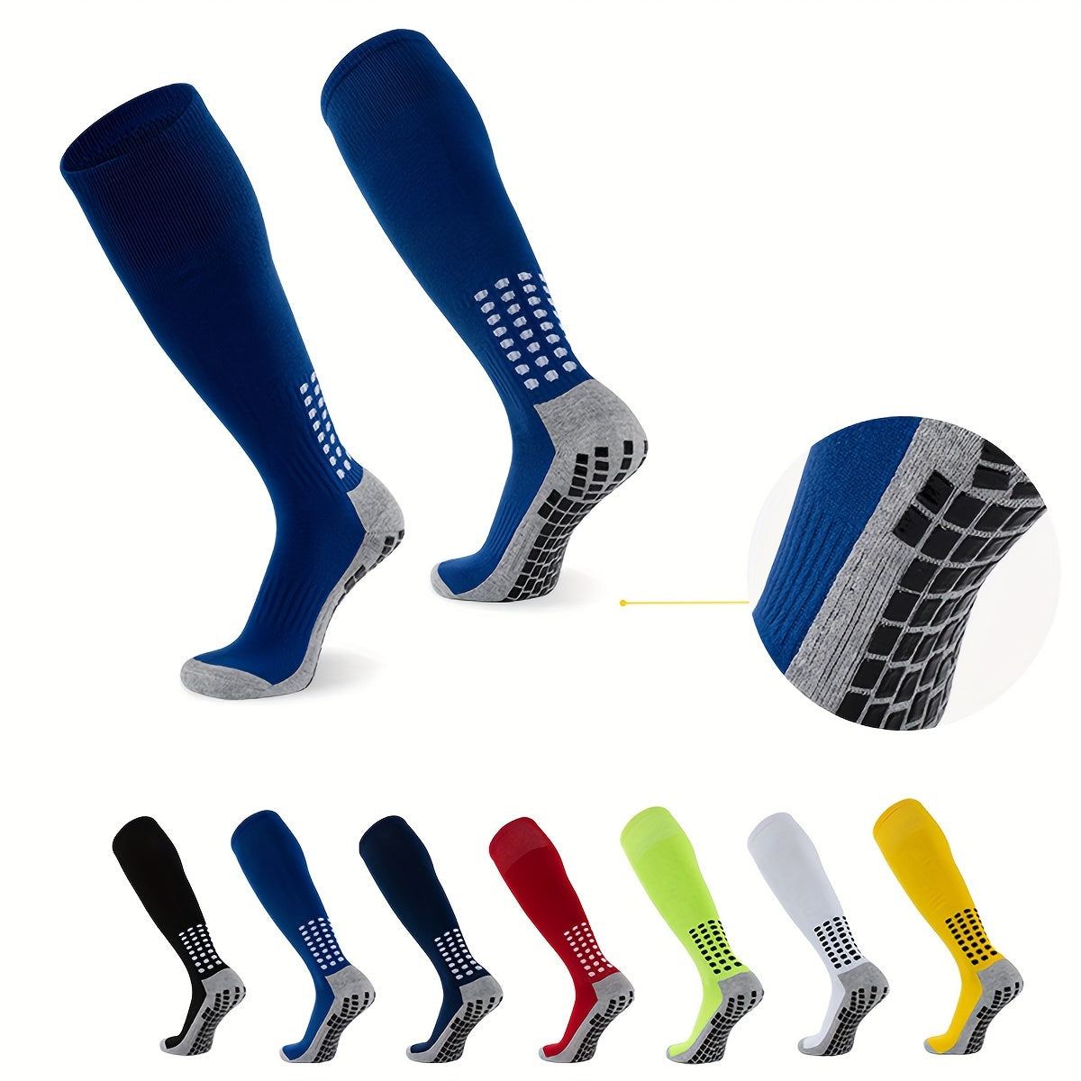 Men's Thick Padded Non-Slip Football Crew Socks with Gripper