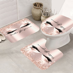 Glitter Eyelash Bathmat & Shower Curtain Set with 12 Hooks
